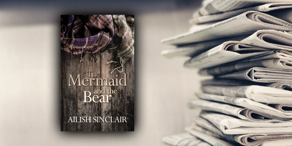 Image of The Mermaid and The Bear over a picture of stacked newspapers