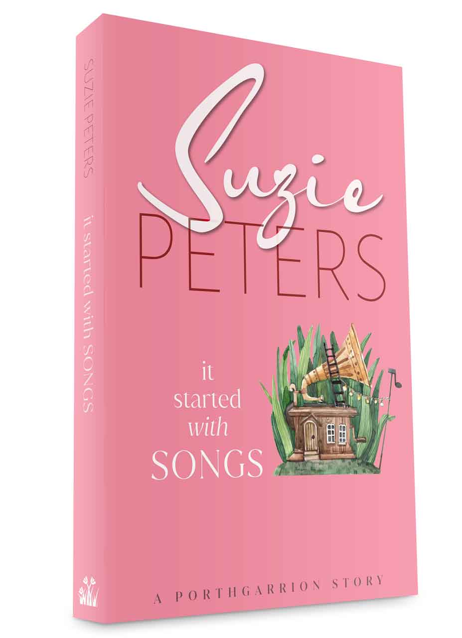 It Started with Songs by Suzie Peters 3D cover graphic.